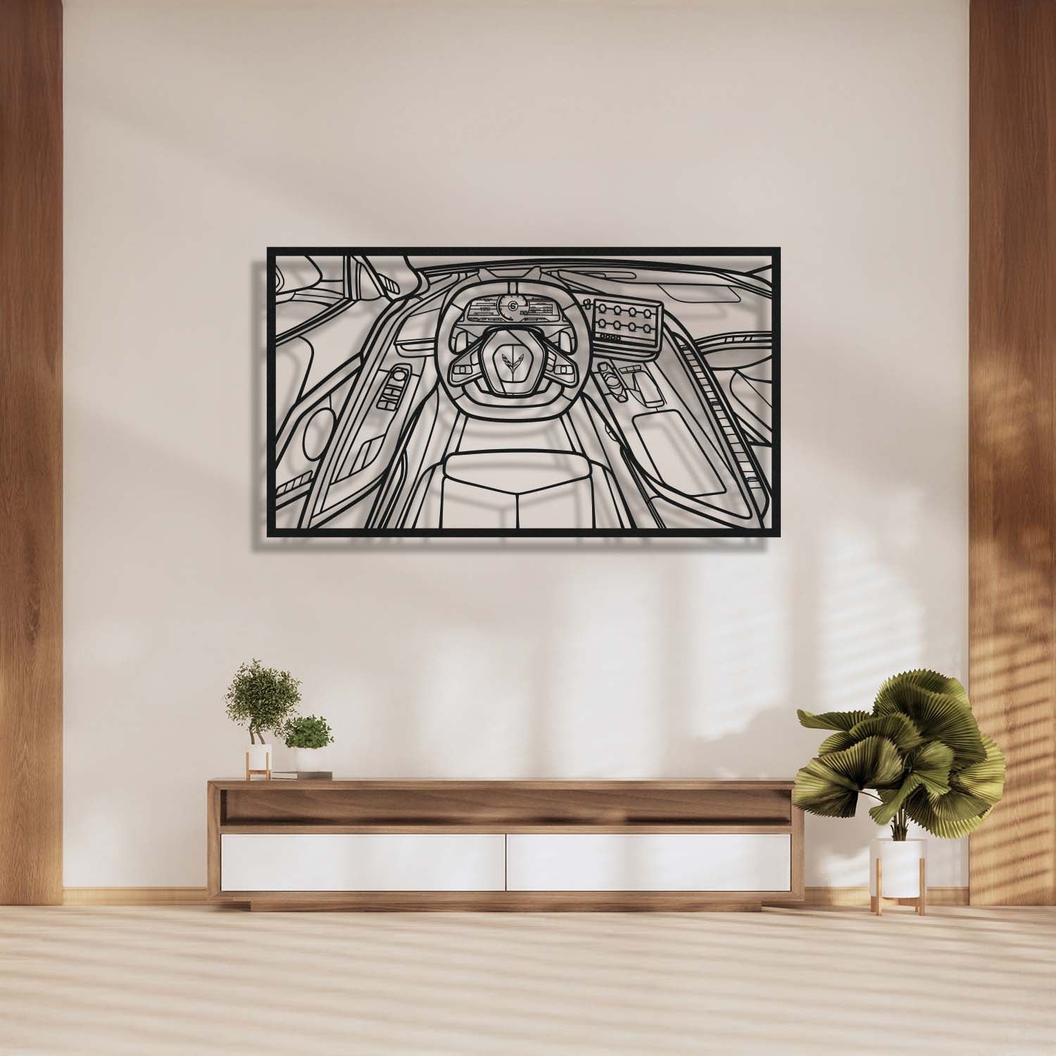 Corvette C8 Driver&amp;#39;s Cockpit Metal Frame Wall Art - MT1467