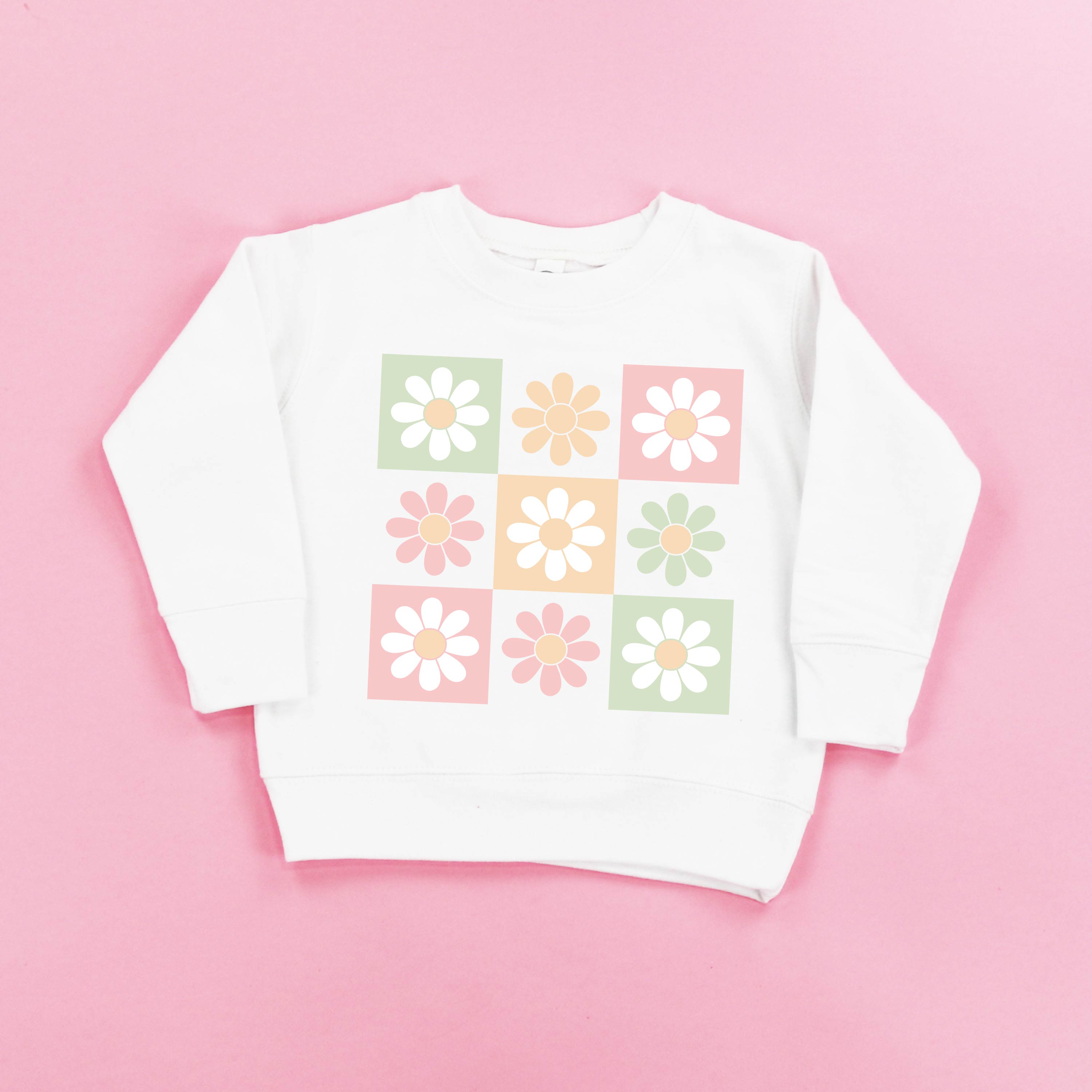 3x3 Checker Board Flowers - Child Sweater