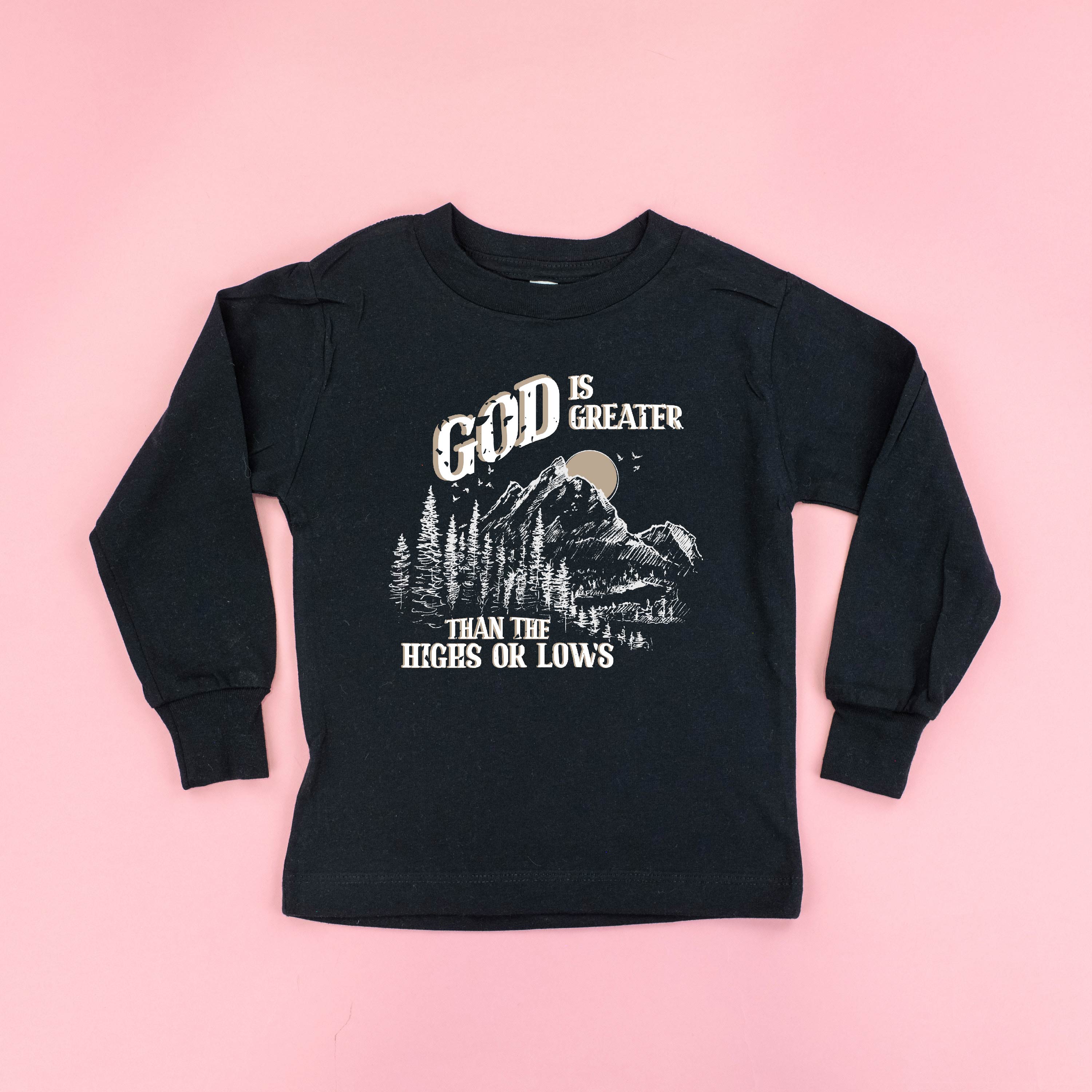 God Is Greater Than The Highs Or Lows - Black Child Long Sleeve Tee