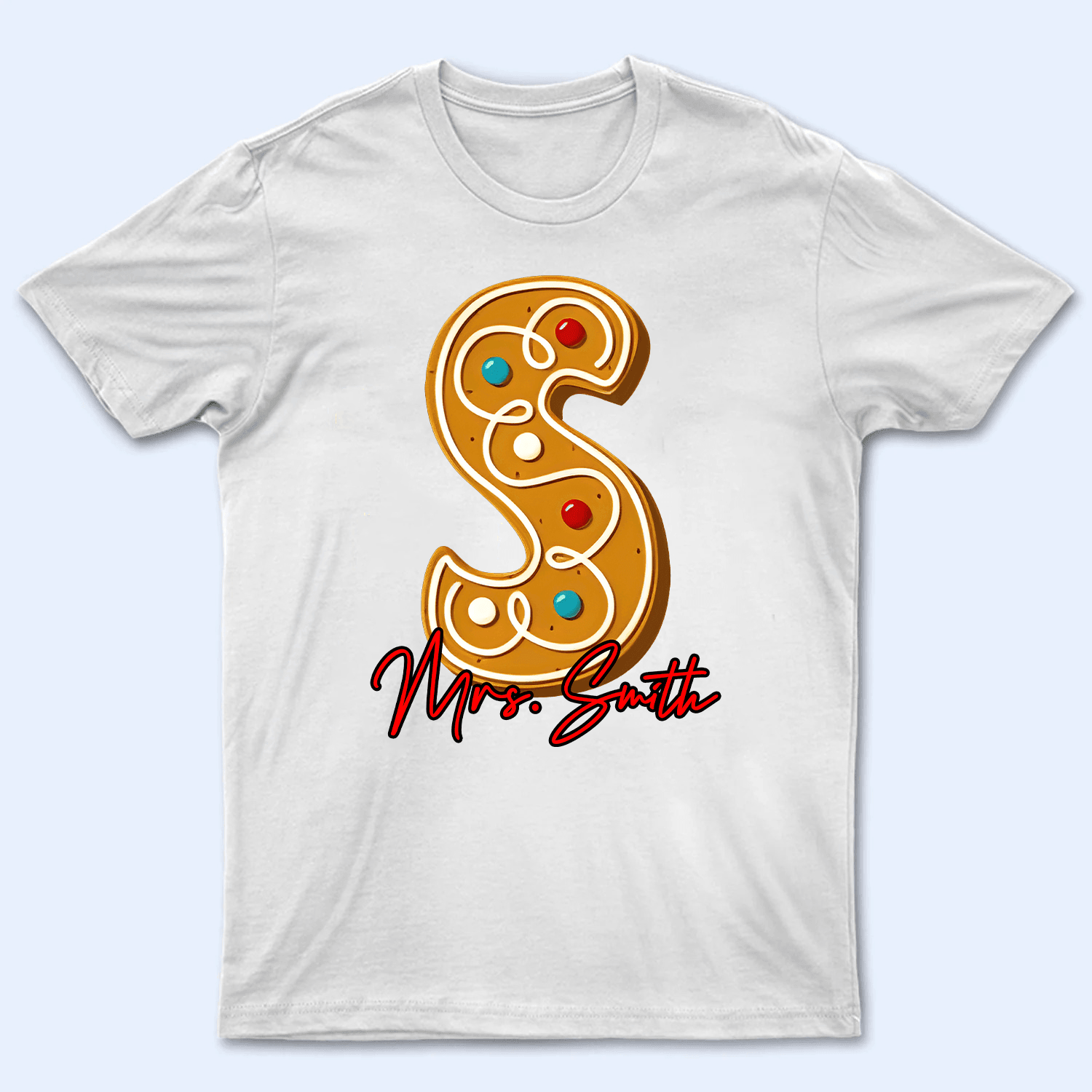 Christmas Alphabet With Name - Personalized Custom T Shirt - Birthday, Loving, Funny Gift for Teacher, Kindergarten, Preschool, Pre K, Paraprofessional