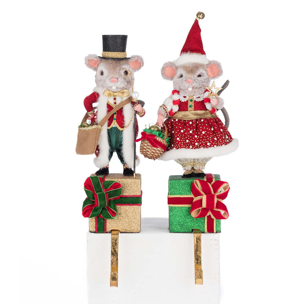Christmas Ball Mouse Stocking Holder Assortment of 2 by Katherine&amp;#39;s Collection
