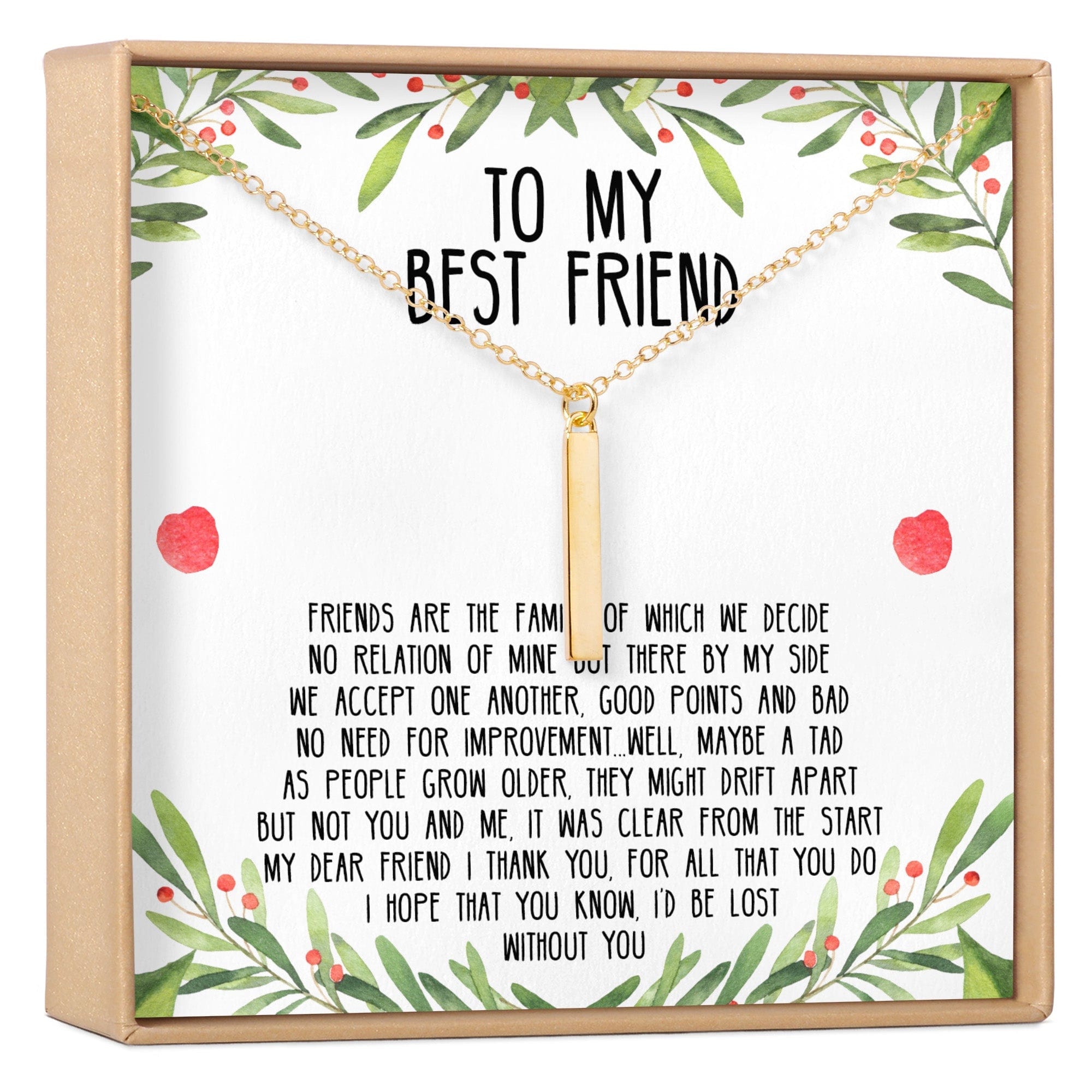 Christmas Gift for Best Friend Vertical Bar  Necklace