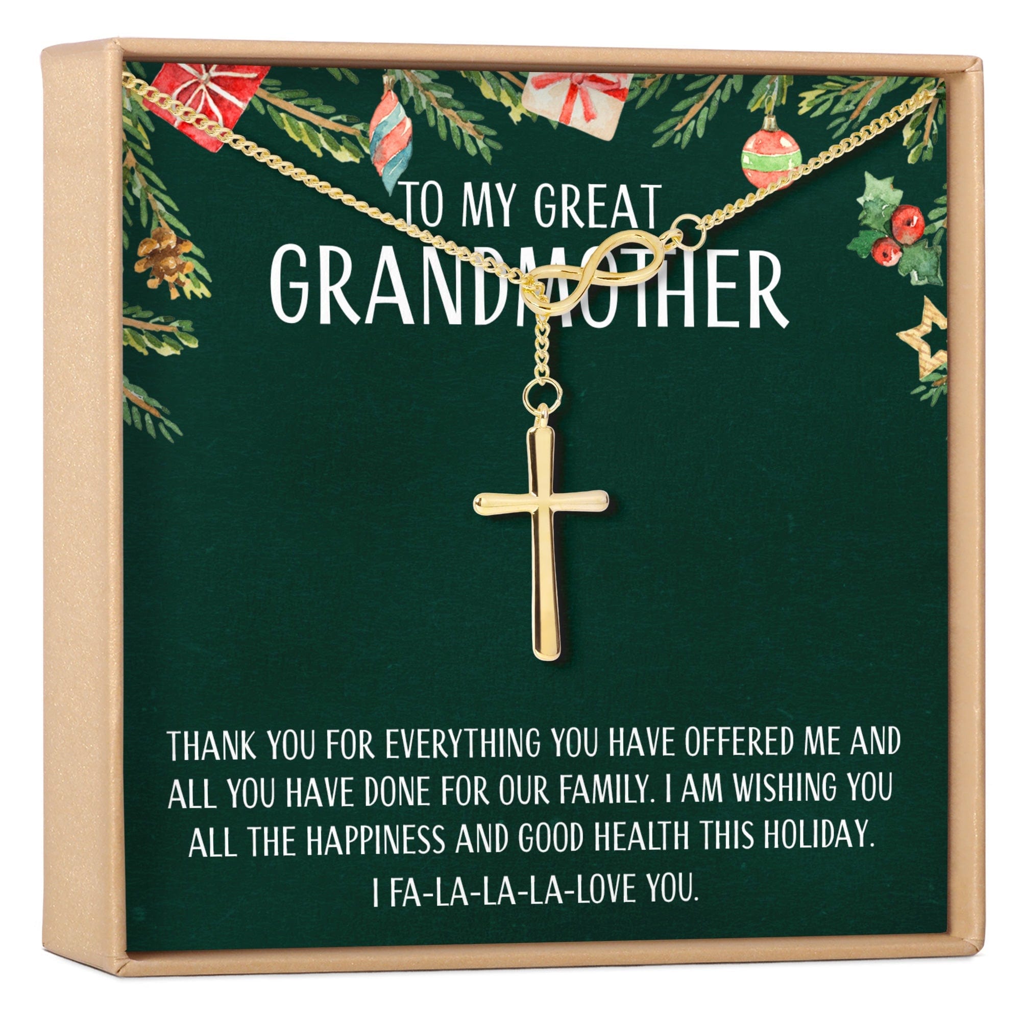 Christmas Gift for Great Grandma Infinity Cross  Necklace