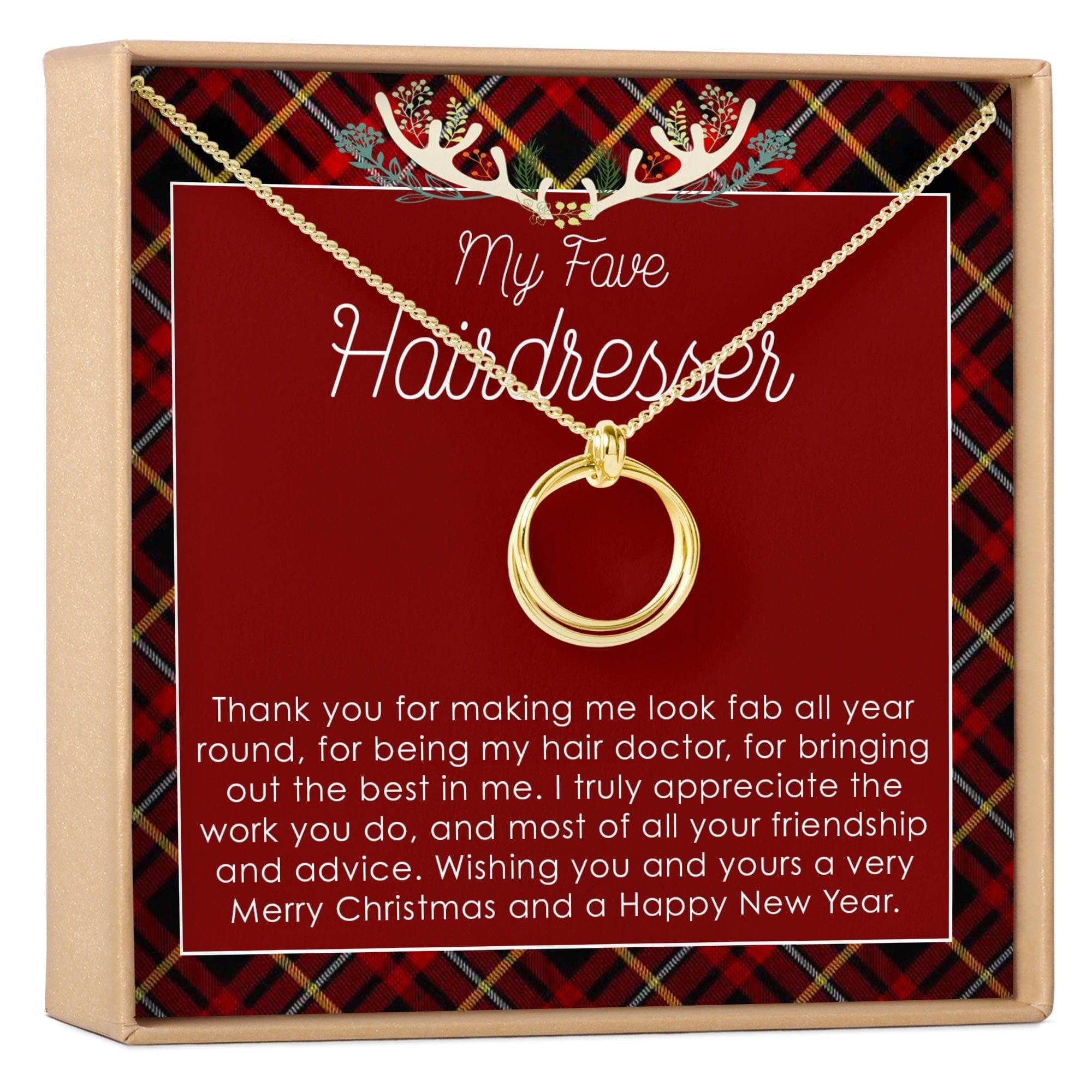 CHRISTMAS GIFT FOR HAIRDRESSER LINKED CIRCLES NECKLACE