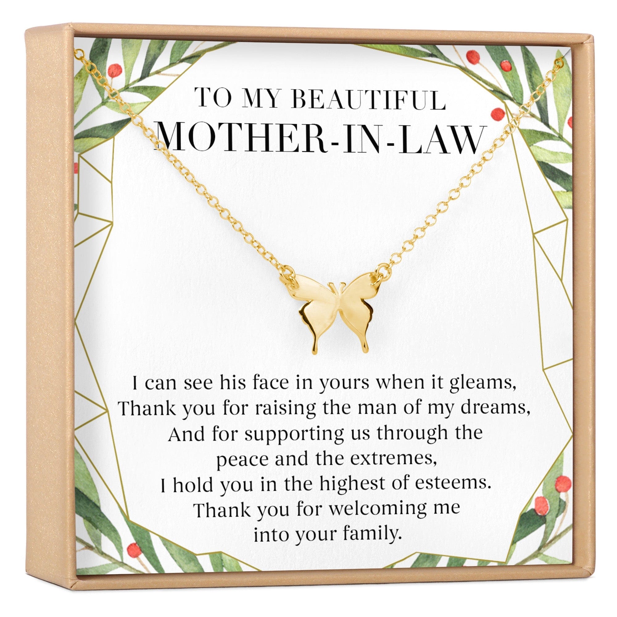 CHRISTMAS GIFT FOR MOTHER IN LAW BUTTERFLY PENDANT NECKLACE