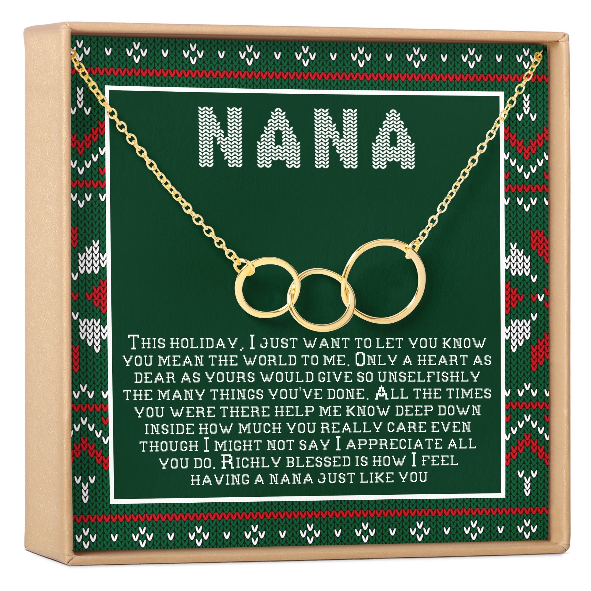 CHRISTMAS GIFT FOR NANA TRIPLE CIRCLES NECKLACE
