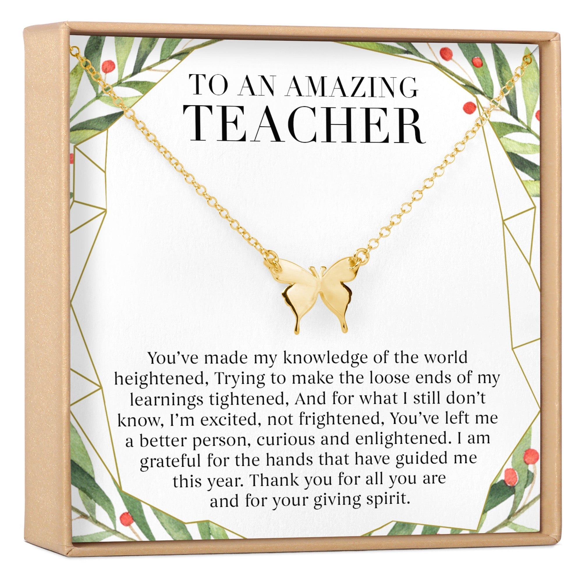 Christmas Gift for Teacher Butterfly Pendant Necklace