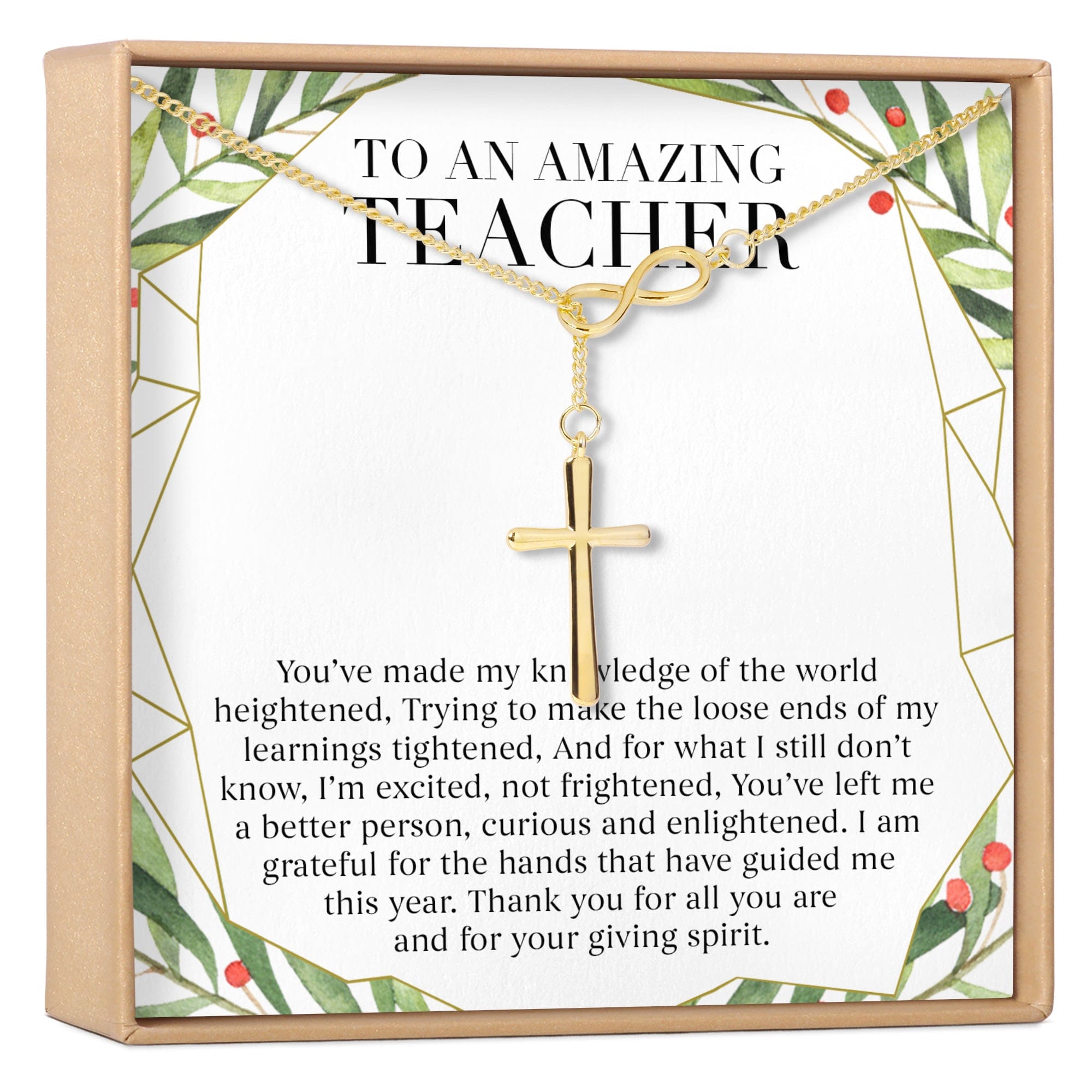 Christmas Gift for Teacher Infinity Cross  Necklace