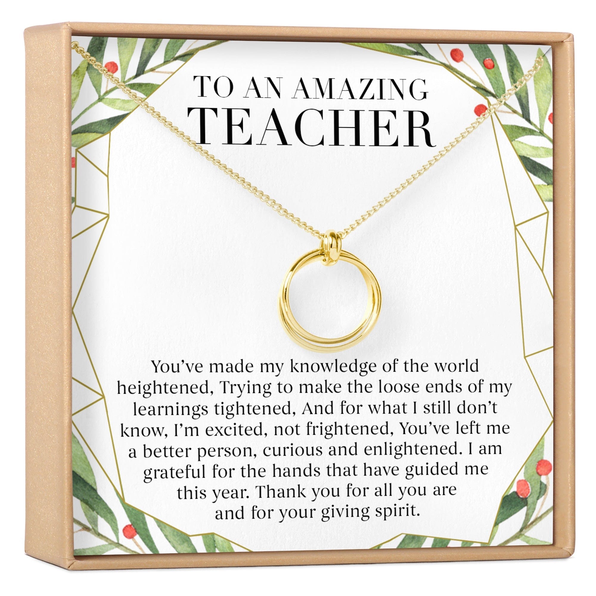 Christmas Gift for Teacher Linked Circles Necklace
