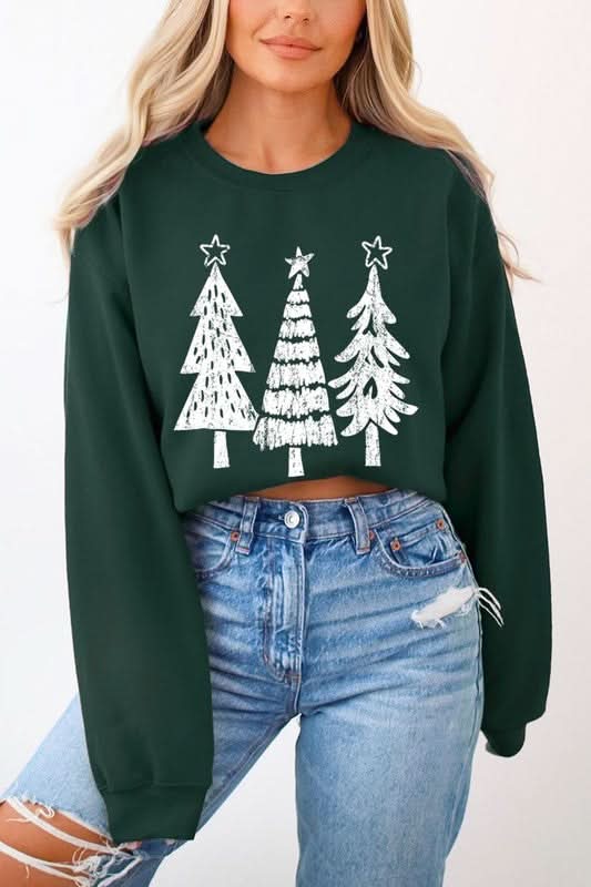Premium Christmas Trees Graphic Fleece Sweatshirts