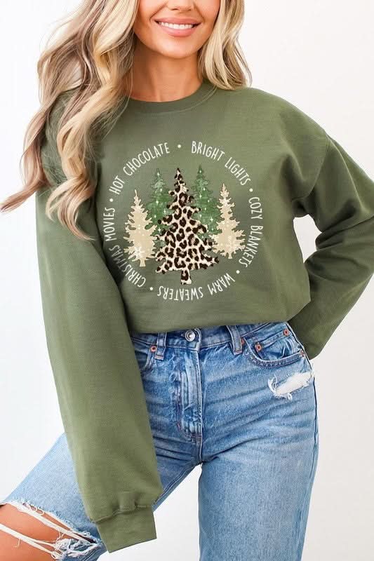 Premium Christmas Trees Graphic Fleece Sweatshirts