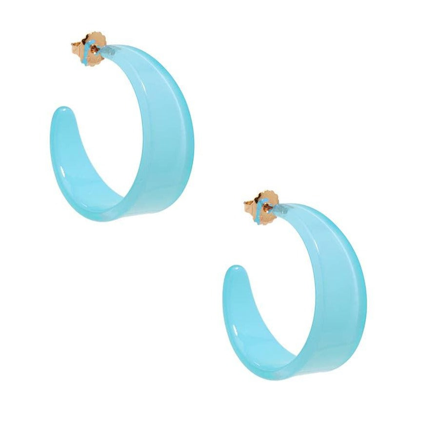 Chunky Acrylic Resin Hoop Earrings-Bright Blue