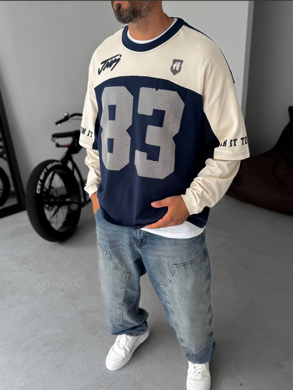 Unisex Two-Tone Collegiate Graphic Sweatshirt