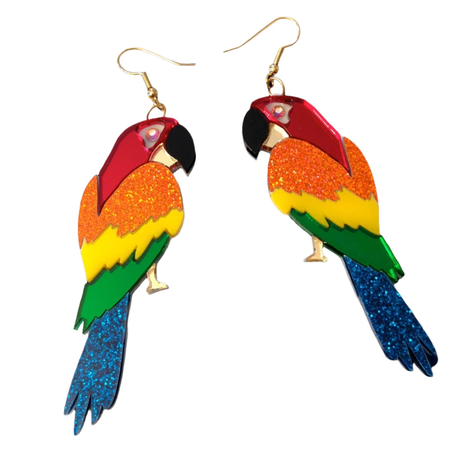 Tropical Parrot Acrylic Statement Earrings