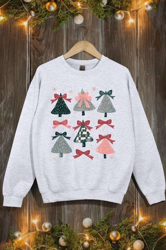Premium Coquette Christmas Tree Graphic Fleece Sweatshirts