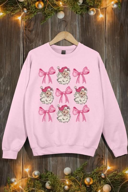 Premium Coquette Pink Christmas Graphic Fleece Sweatshirts