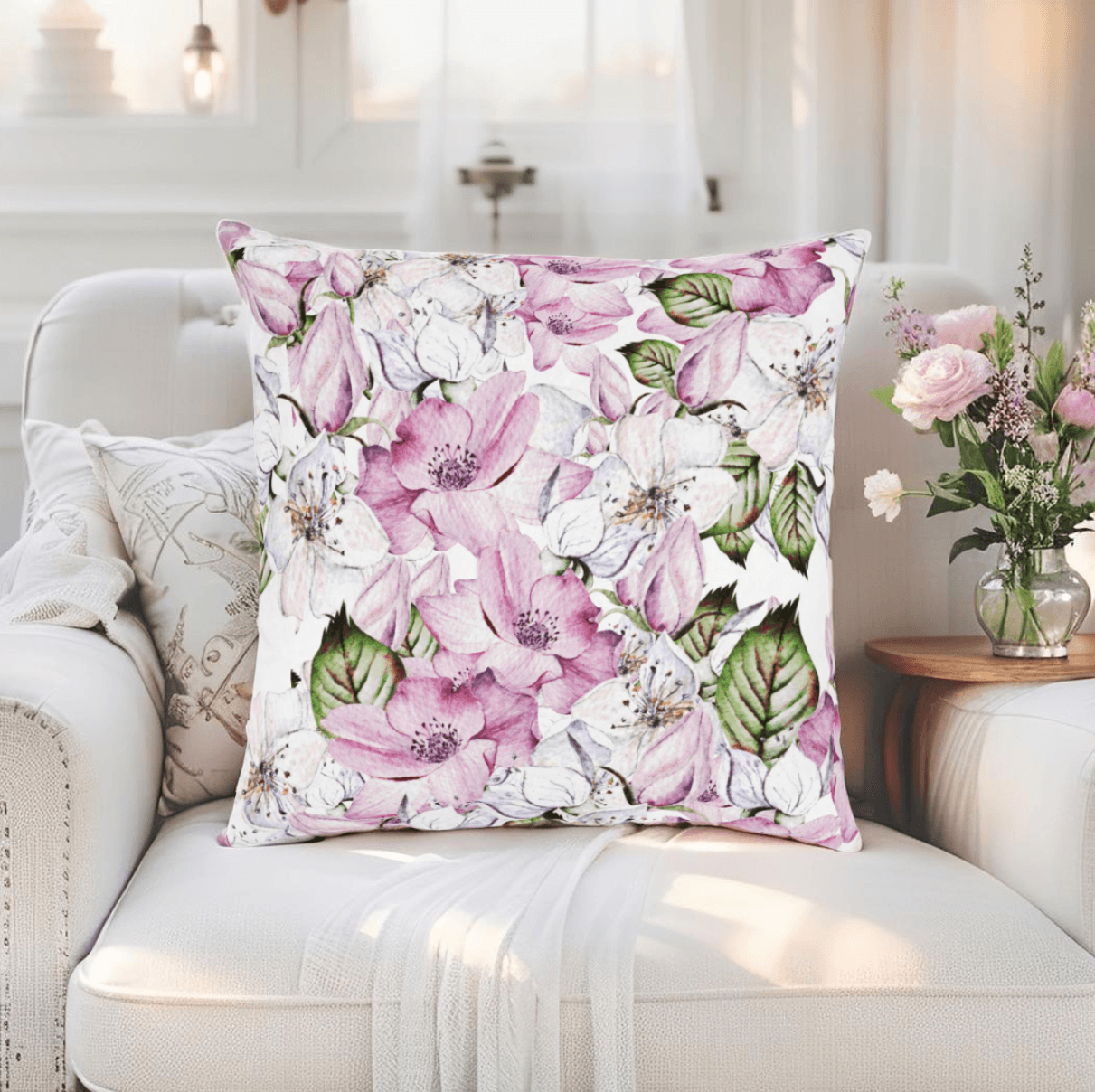 Purple Floral Pillow