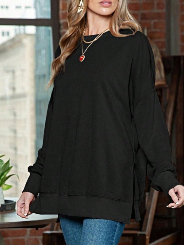 Cotton Acid Mineral Drop Shoulder Relax Sweatshirt