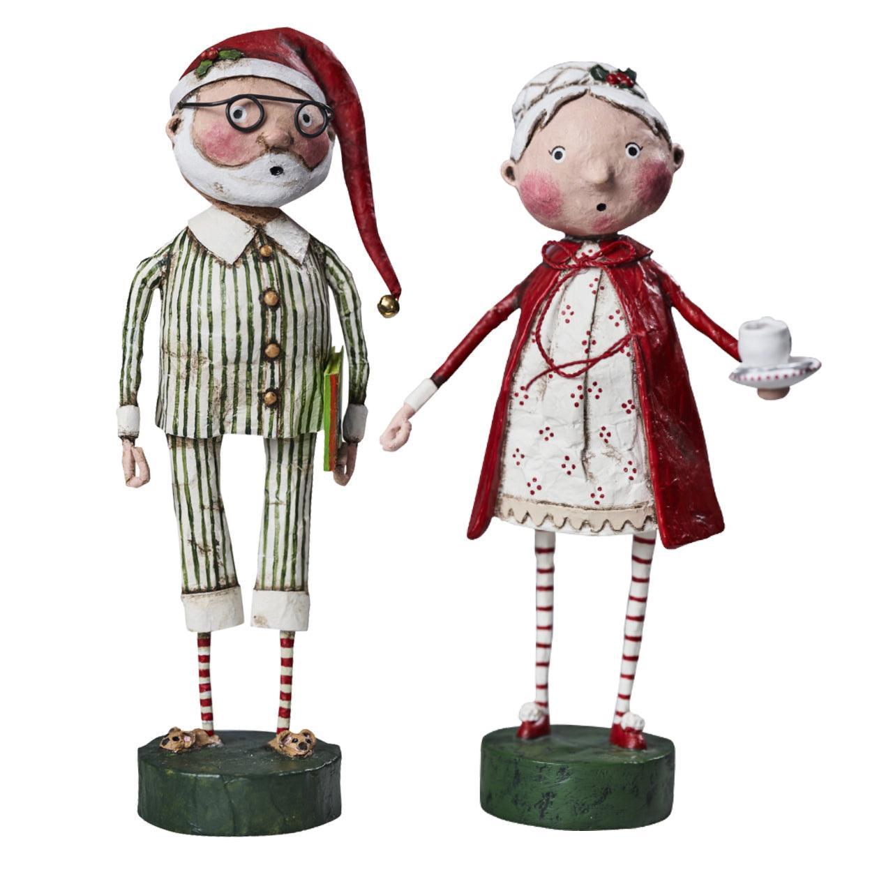 Cozy Claus Couple Set of 2 Christmas Figurines by Lori Mitchell