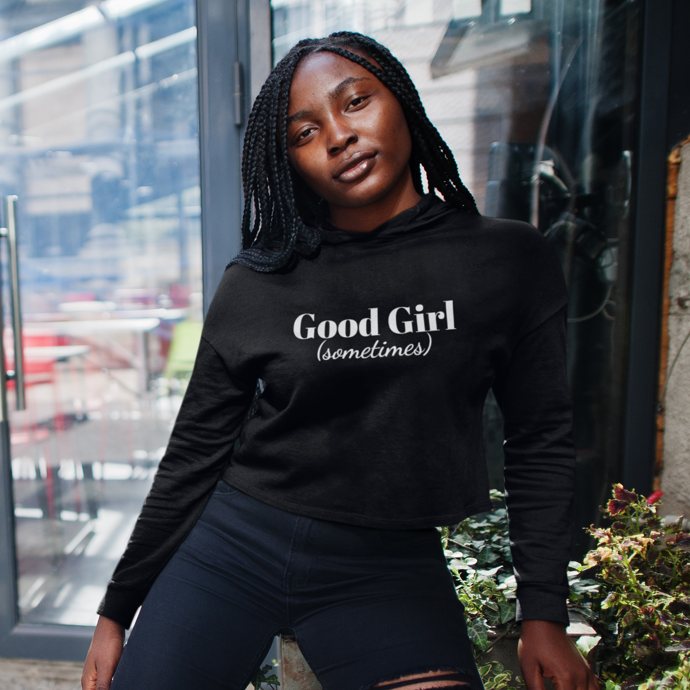Good Girl (sometimes) Women&amp;#39;s Cropped Hoodie Sweatshirt