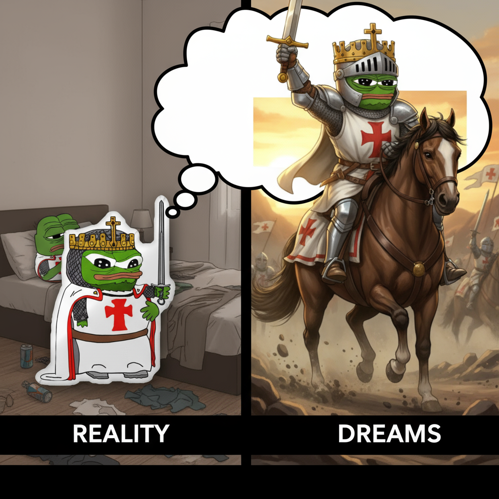 Crusader Pepe Dreams of Glory Custom Shaped Pillow - Deus Vult - 4LibertyShop.com