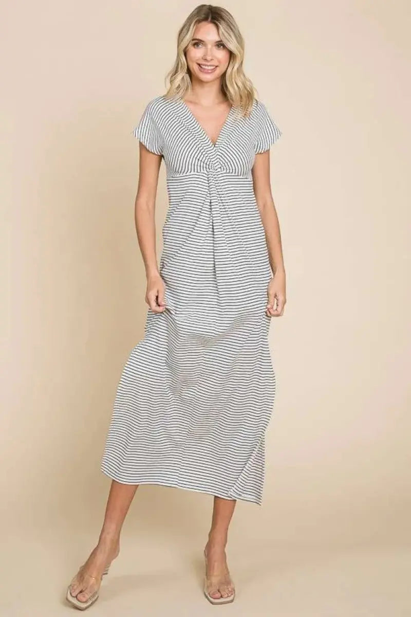 Striped Twisted Dress Women&amp;#39;s Casual Day Dress USA Shipped!