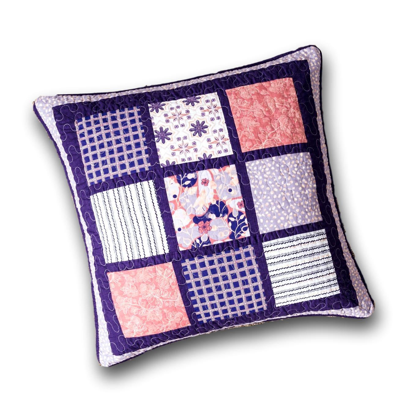 DaDa Bedding Peachy Blossoms Purple Floral Patchwork Euro Pillow Sham Cover, 26&amp;quot; x 26&amp;quot; - Designed in USA (JHW877)