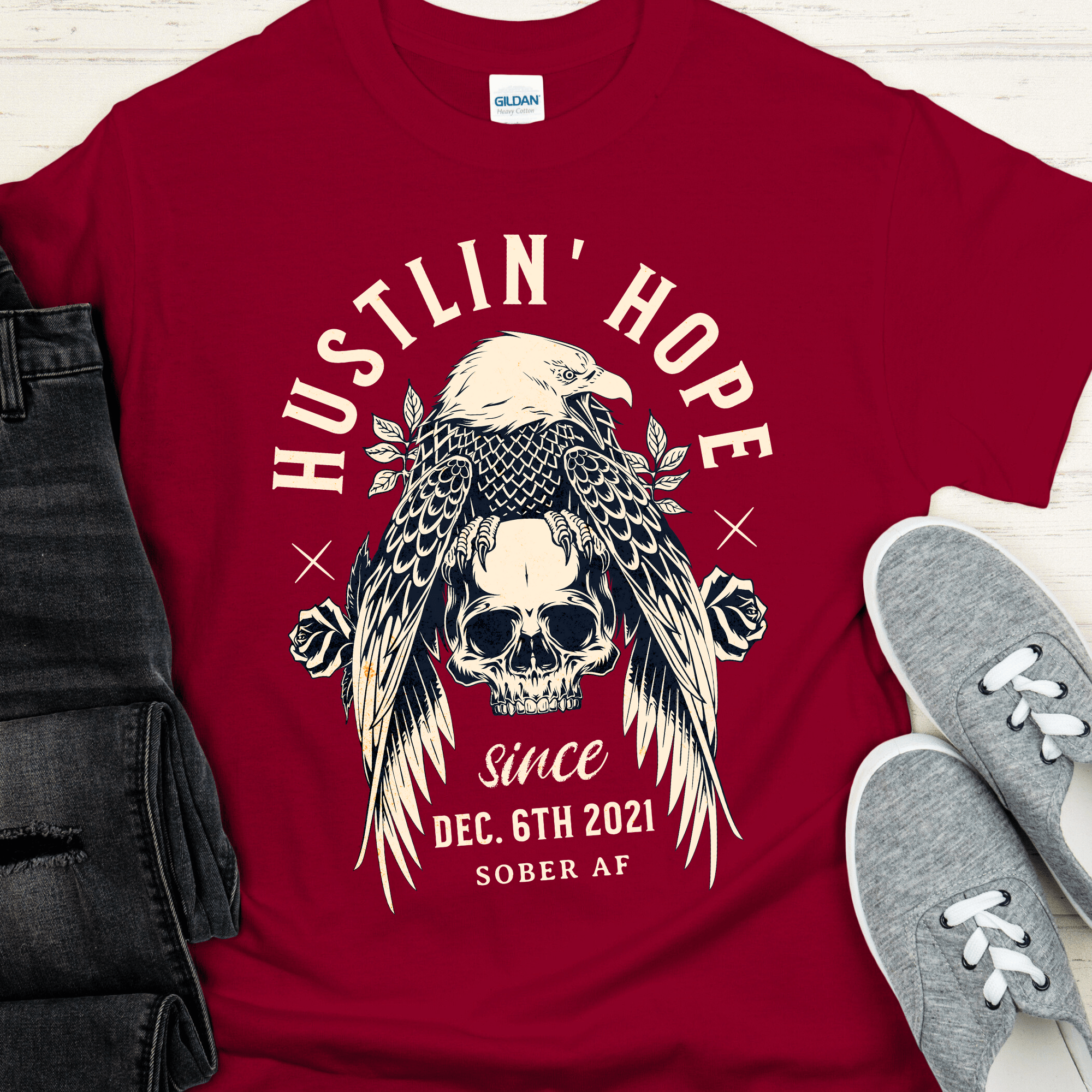 Custom Recovery T-Shirt | Inspiring Sobriety |  Hustlin&amp;#39; Hope