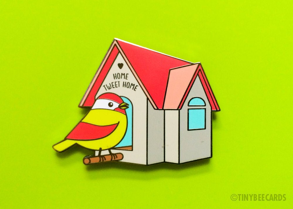 Cute Bird Hard Enamel Pin &amp;quot;Home Tweet Home&amp;quot;