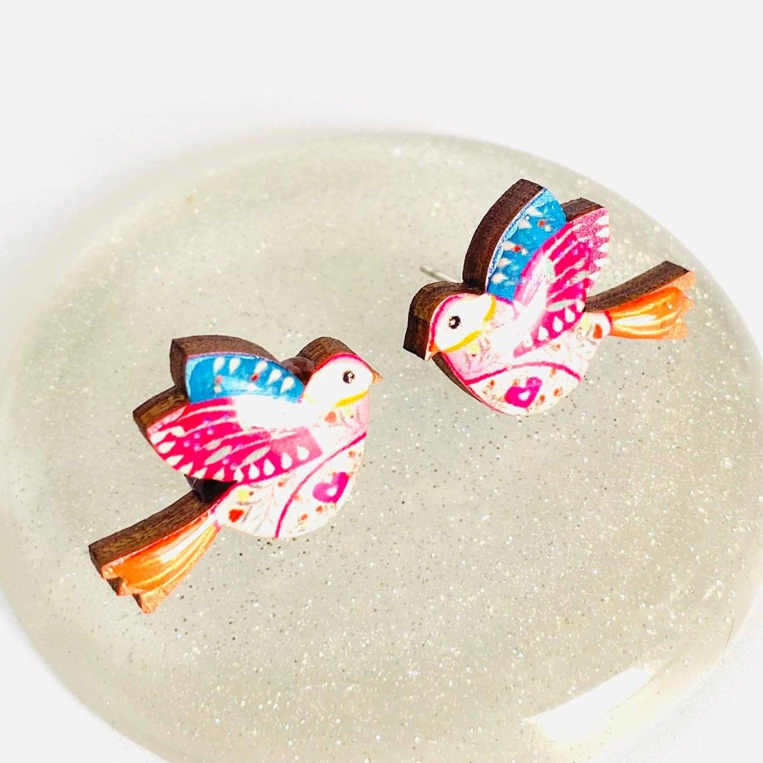 Cute Bird Stud Earrings by Rosie Rose Parker
