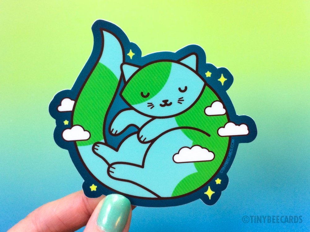 Cute Earth Cat Vinyl Sticker &amp;quot;Purrth&amp;quot;