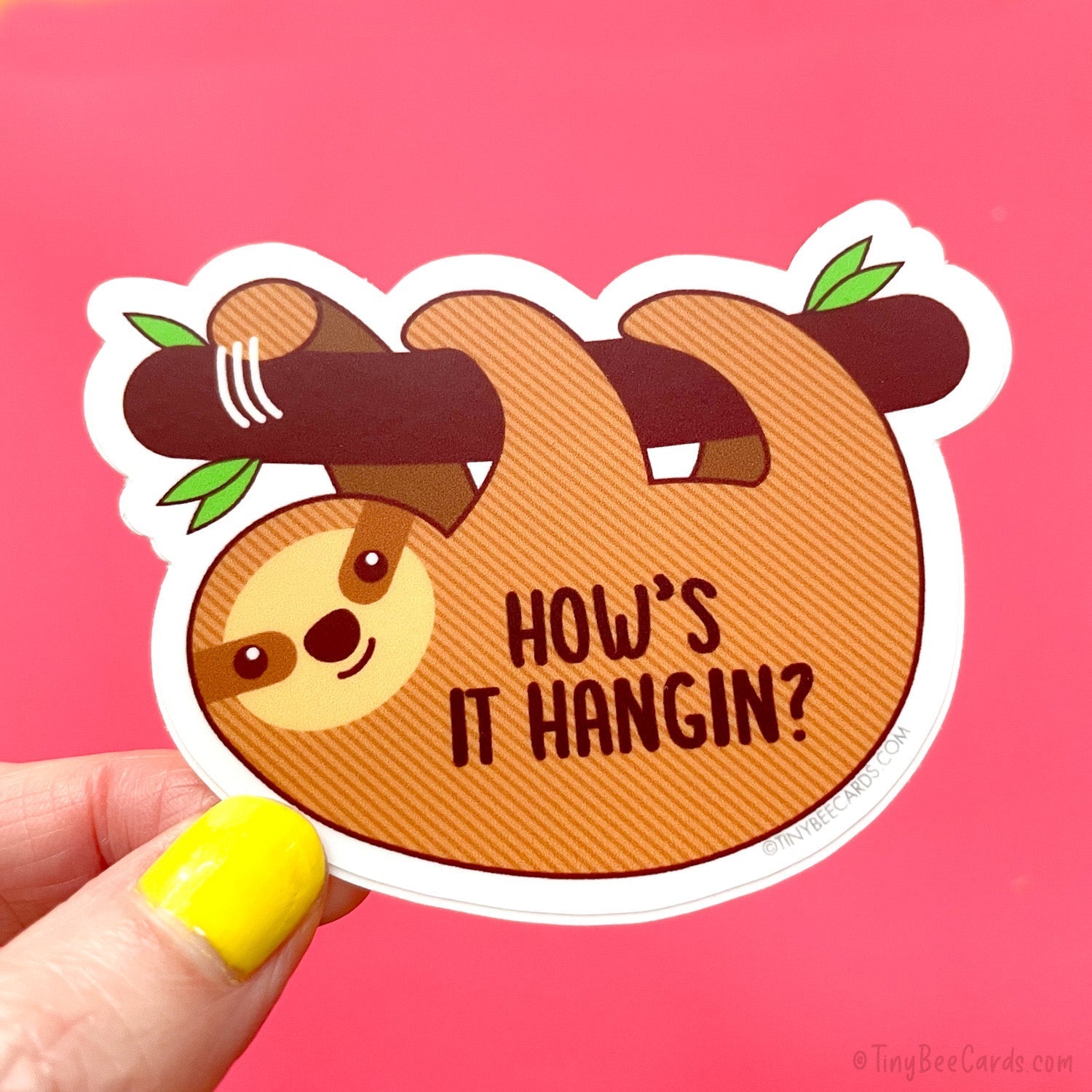 Cute Sloth Vinyl Sticker &amp;quot;How&amp;#39;s It Hangin&amp;quot;