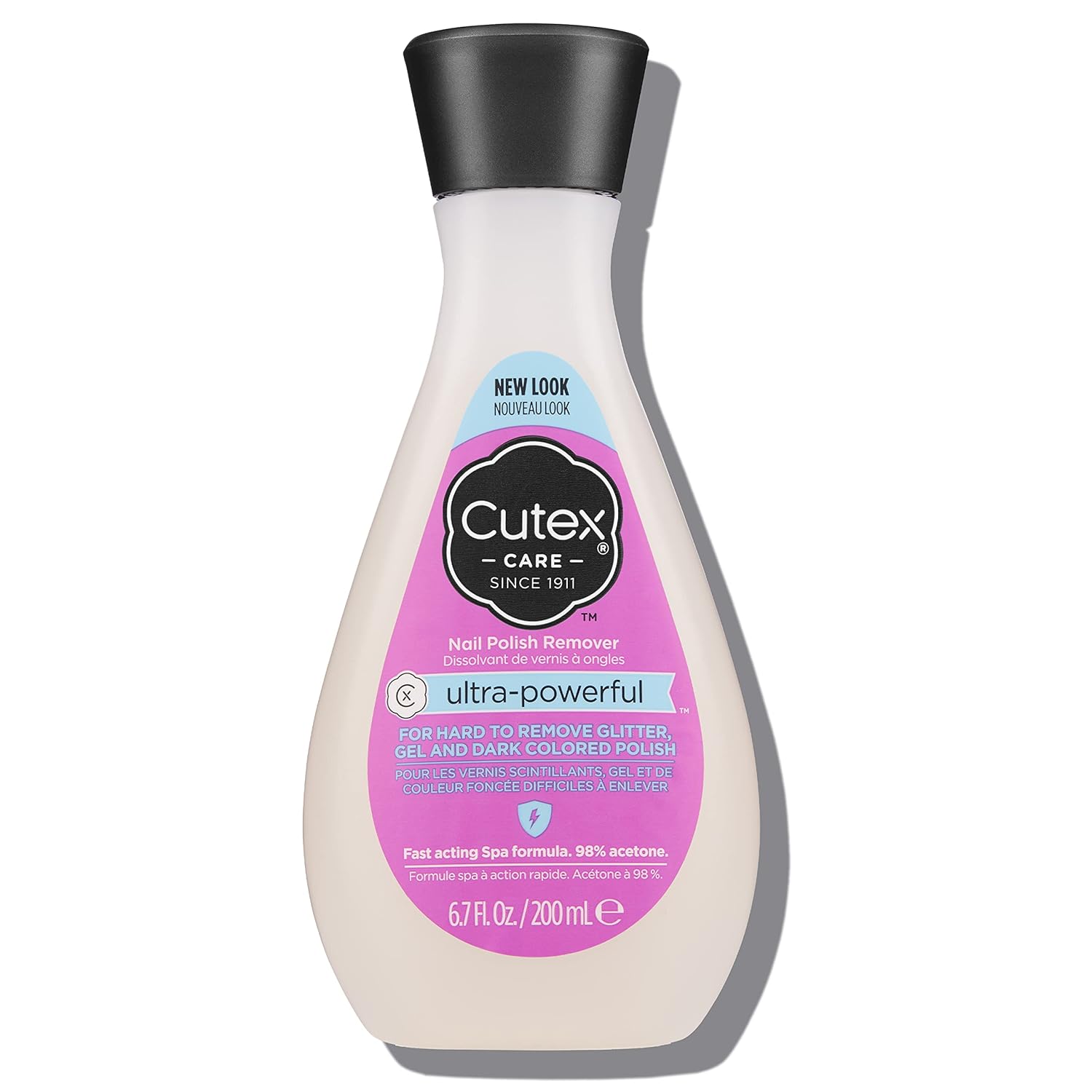 Cutex Gel Nail Polish Remover, Ultra-Powerful &amp;amp; Removes Glitter and Dark Colored Paints, Paraben Free, 6.76 Fl Oz