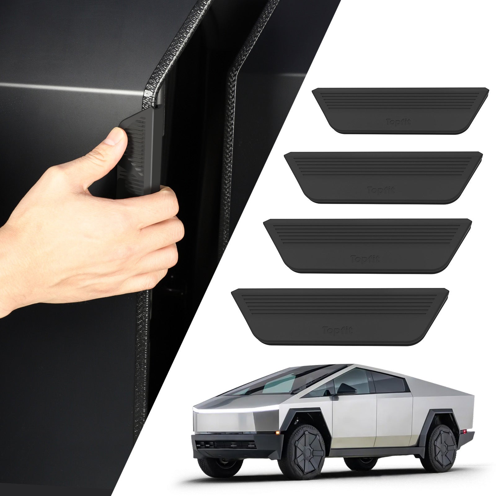 Cybertruck Door Armrest Pads (4-Pack) | Black Silicone for Comfort &amp;amp; Protection