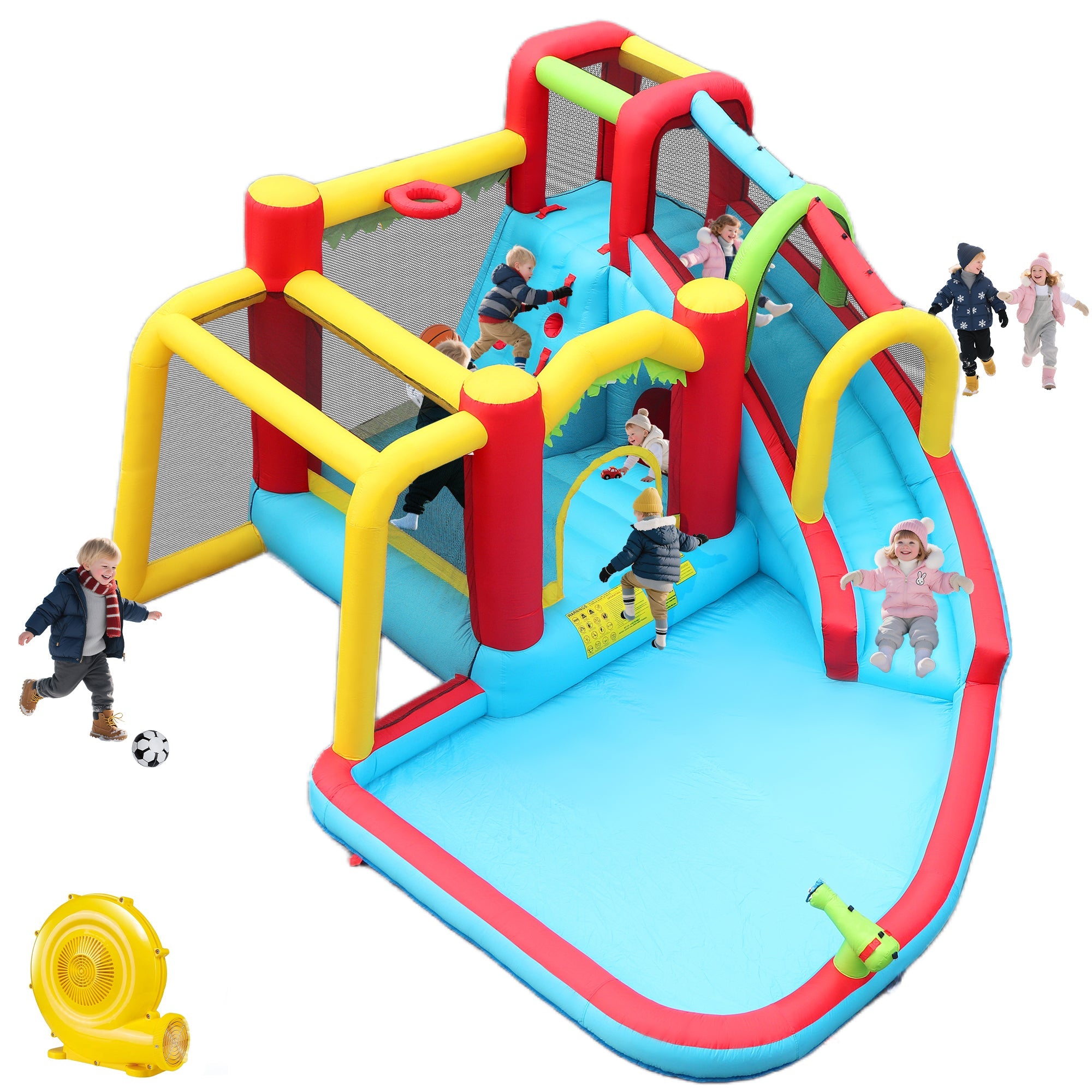 7 in1 Inflatable slide water park bouncing house outdoor Soccer garden bouncer with Splash pool  &amp;amp; Water gun &amp;amp; Climbing wall &amp;amp; Basketball &amp;amp; Football