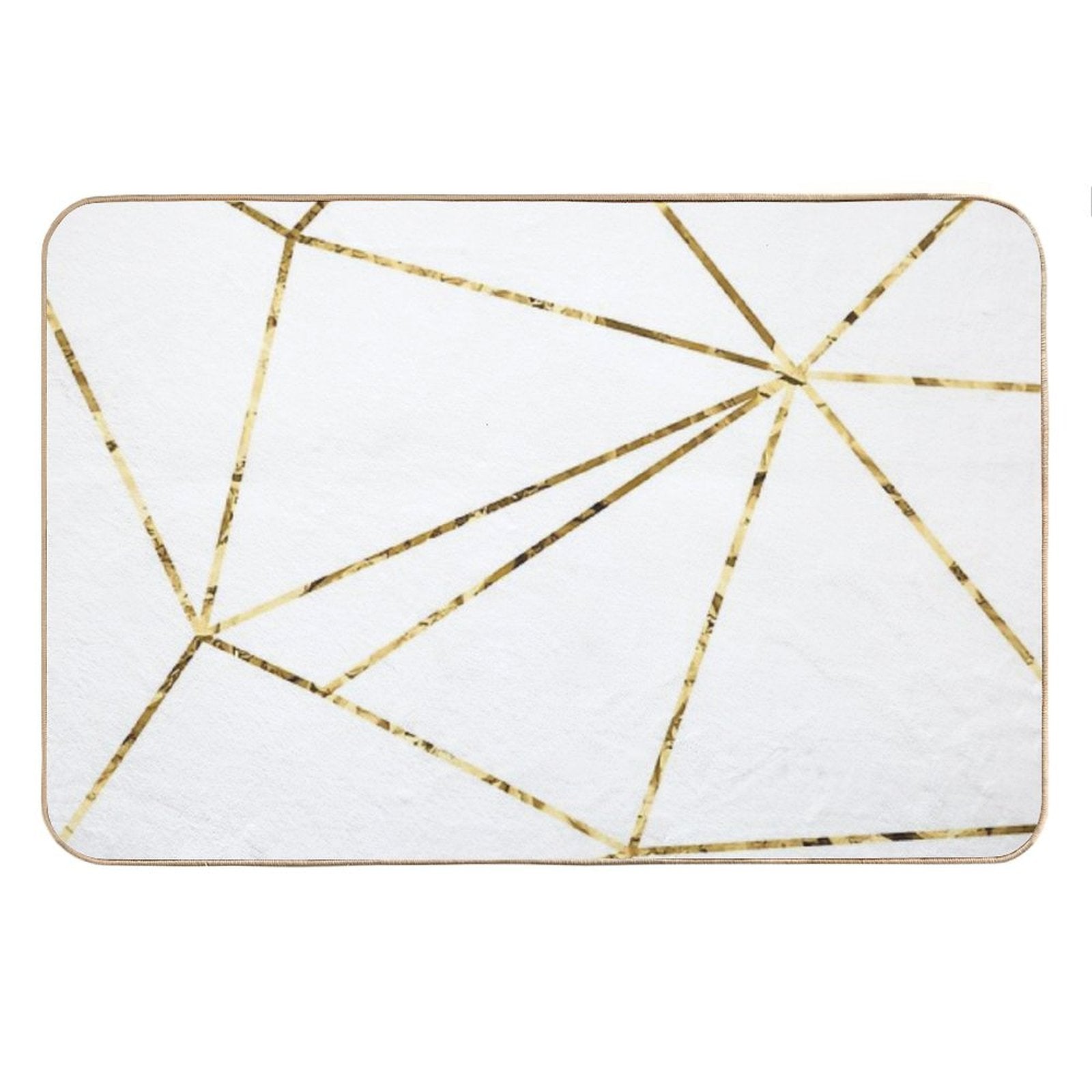 Gold Lines Polygonal Minimalist White Bath Mat