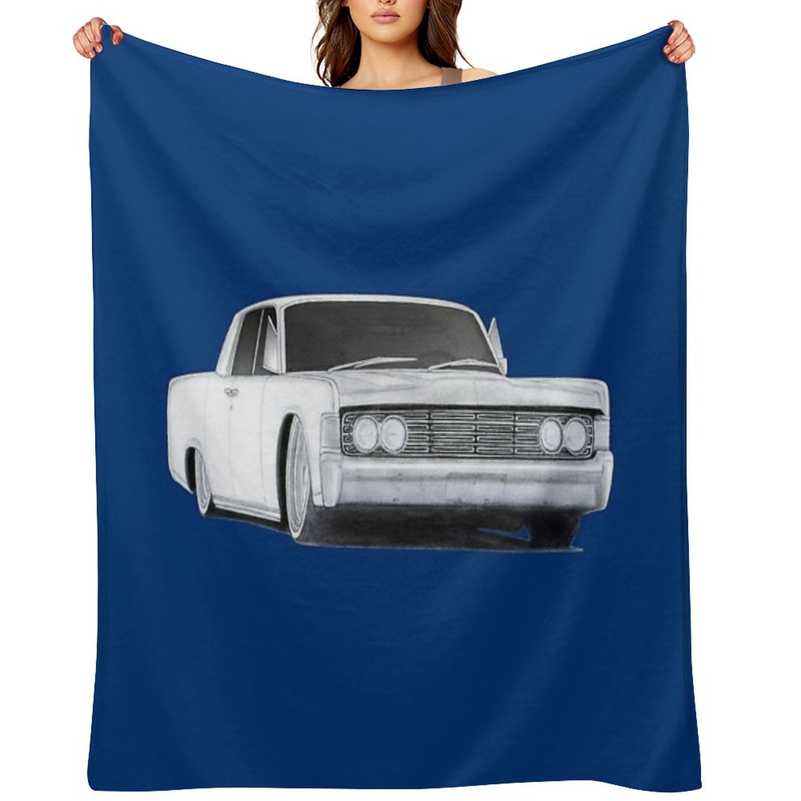 1965 Lincoln Continental Drawing Throw Blanket