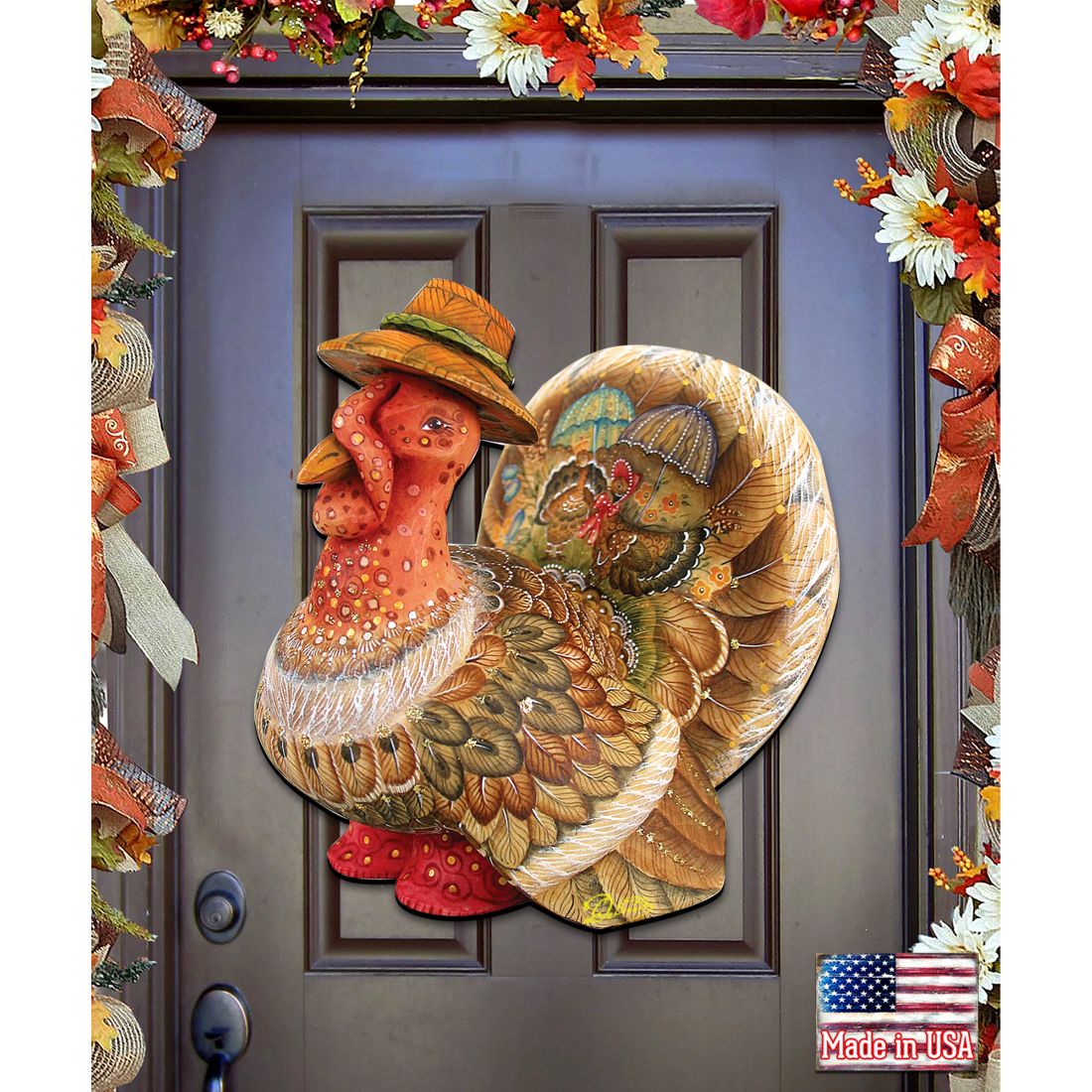 Thanksgiving Tom the Turkey Halloween Door Decor by G. DeBrekht - Thanksgiving Halloween Decor - 8158904H