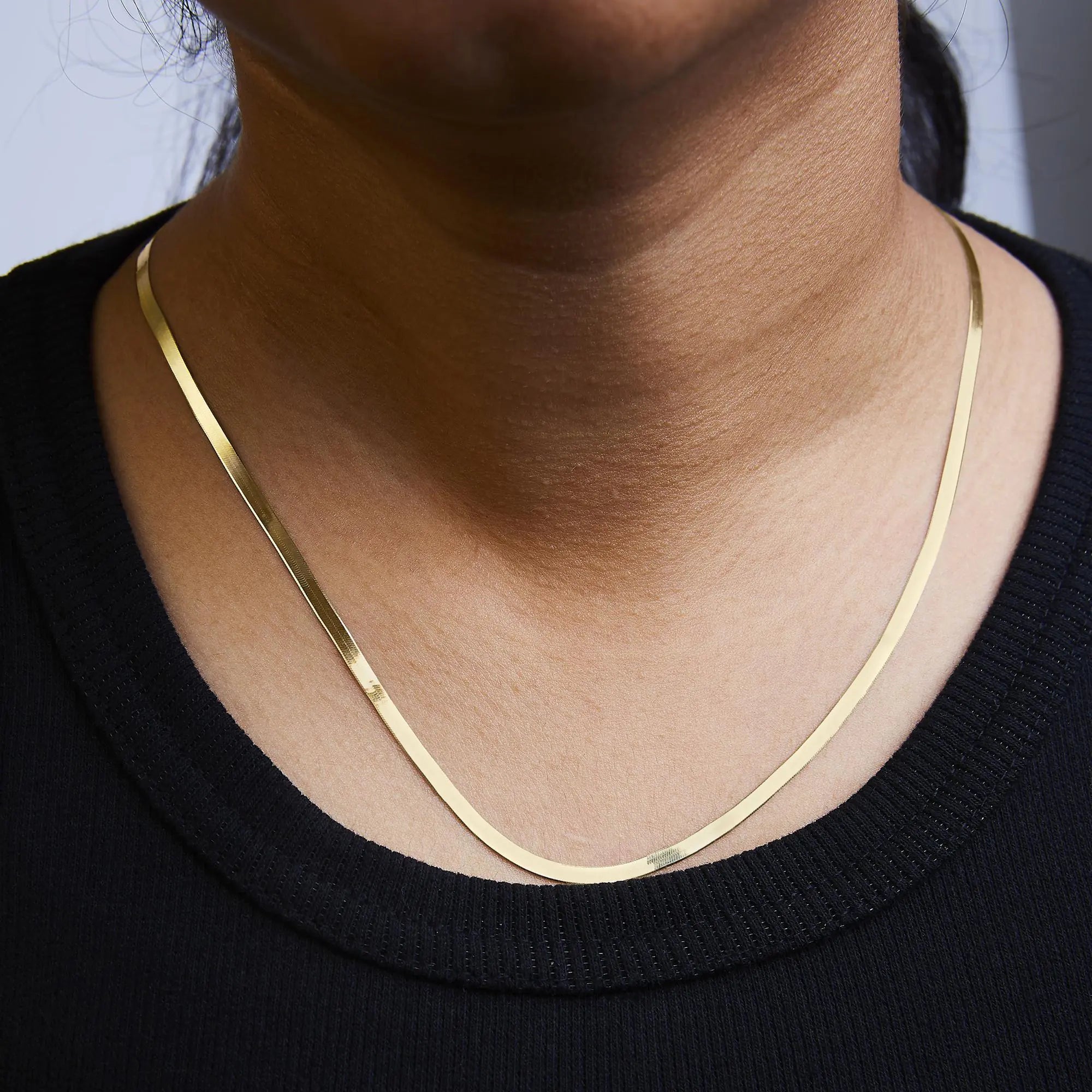 Style Loft Collection Unisex Solid 14K Gold 2.8mm Imperial Herringbone Chain Necklace