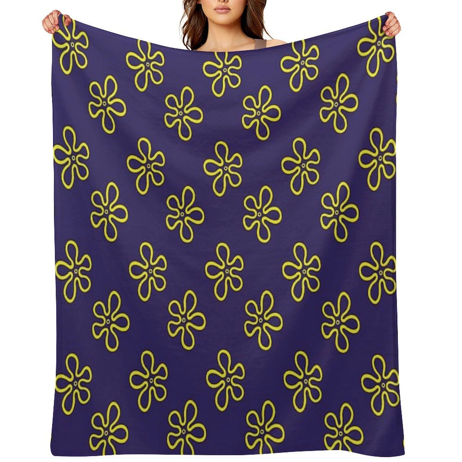 Spongebob&amp;#39;s Floral Pattern (Purple) Throw Blanket