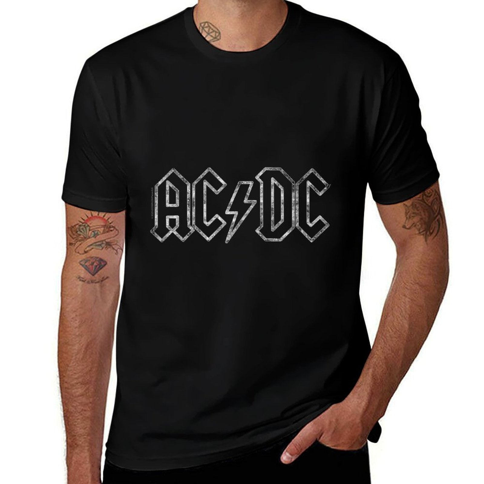 ACDC Rock Music Band Jagged Logo  Slim-fit Cut T-Shirt