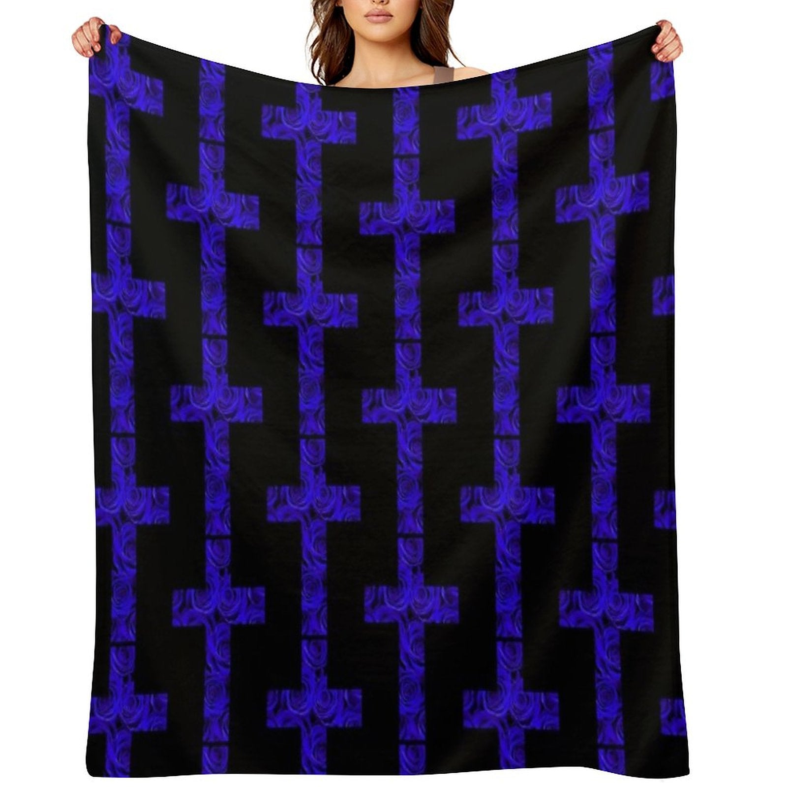 Blue Rose Cross Streetwear Throw Blanket
