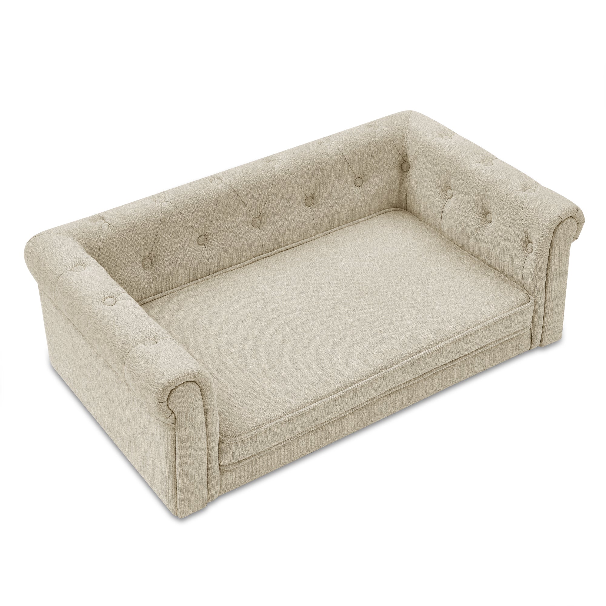 Modern Elegant Rectangle Pet Bed, Durable Elevated Dog Sofa, Beige Foam 40&amp;#39;*23&amp;#39;*14&amp;#39;
