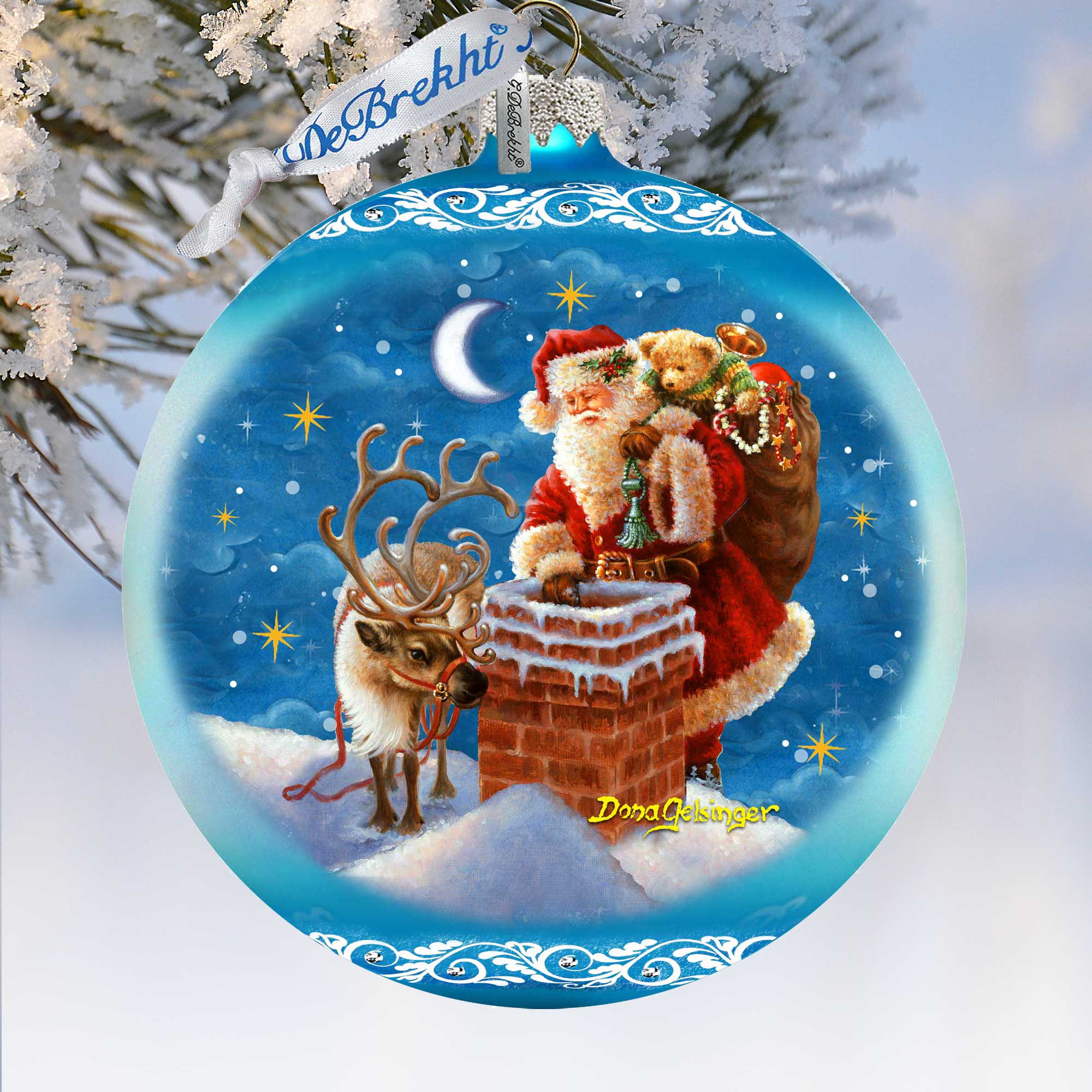 Christmas Arrival Lg Glass Ornament in Blue by Gelsinger - Christmas Decor - 73921B-DG