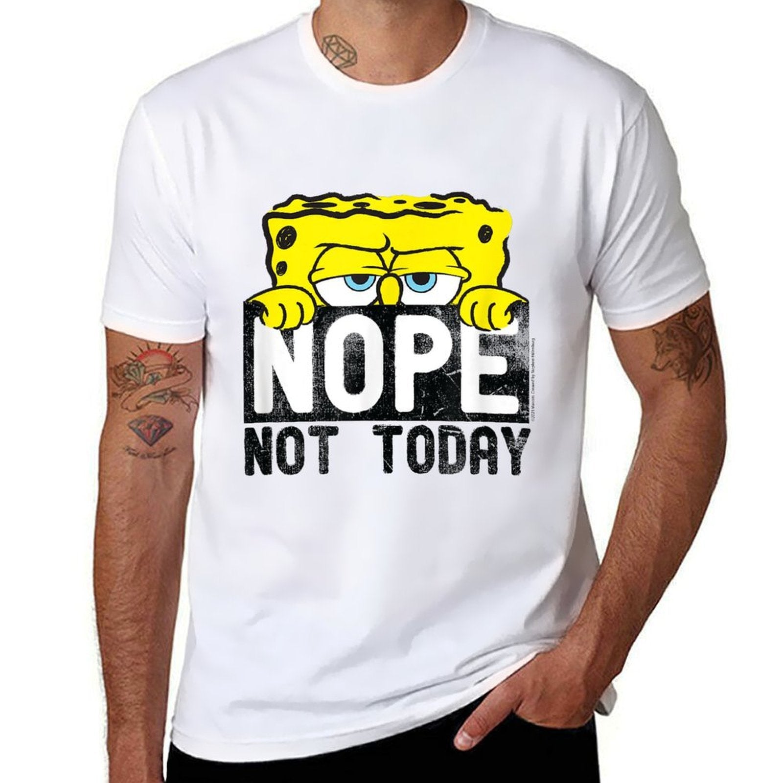 SpongeBob SquarePants - Nope Not Today  Fade-proof Color T-Shirt