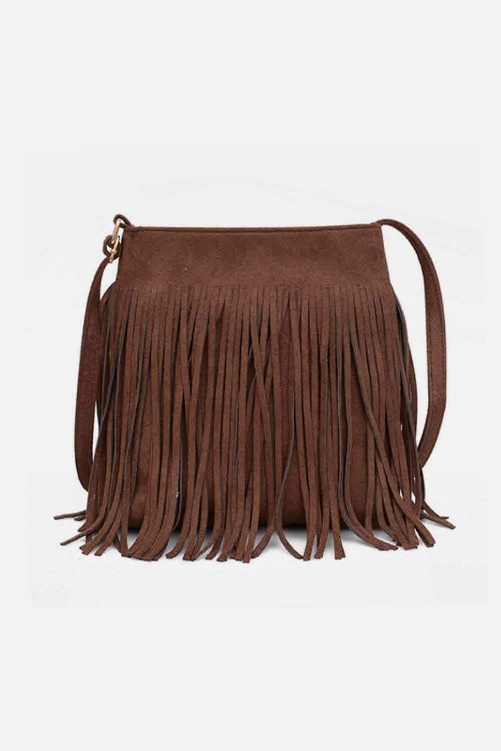 Suede fringe crossbody bag - small
