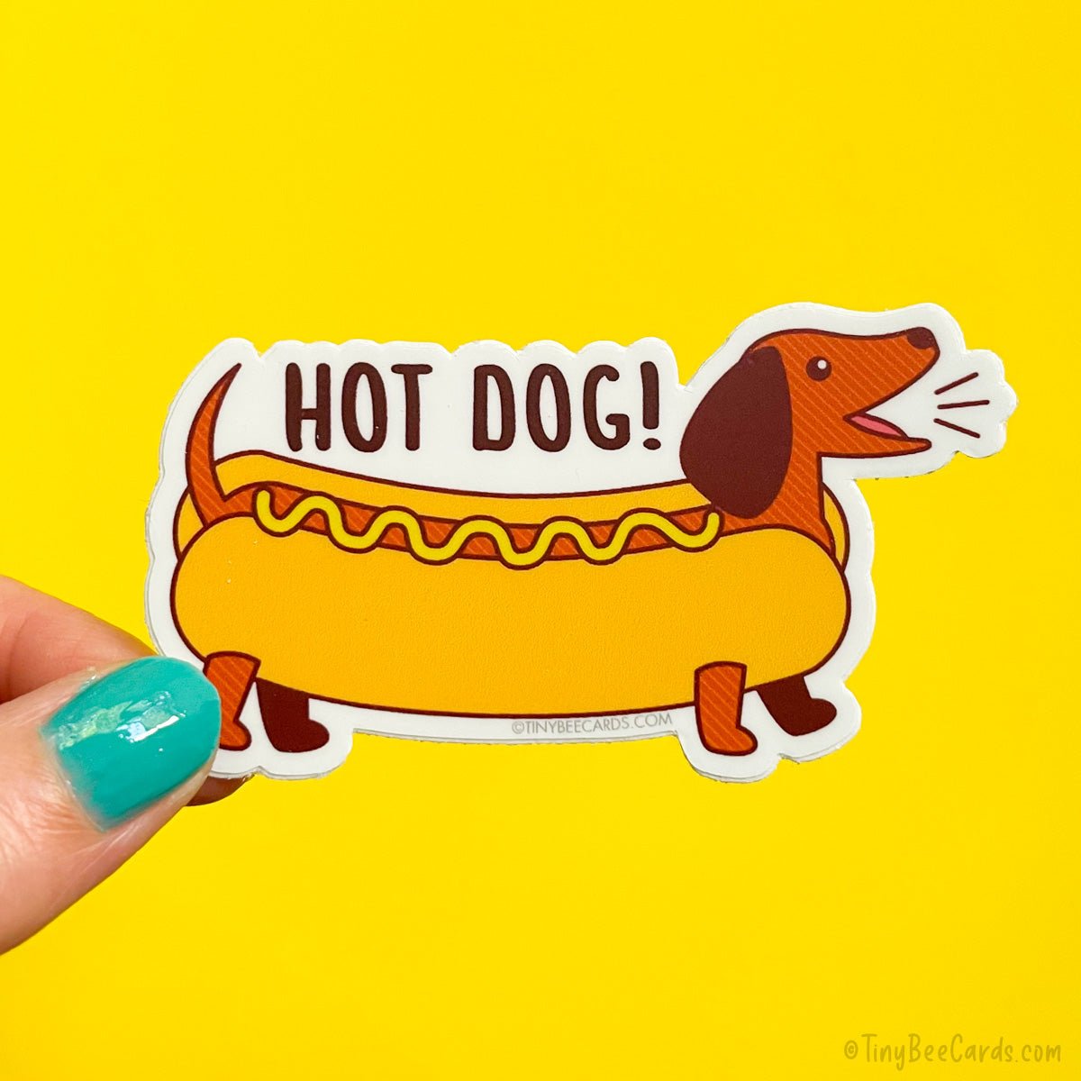 Dachshund Vinyl Sticker Pun &amp;quot;Hot Dog!&amp;quot;