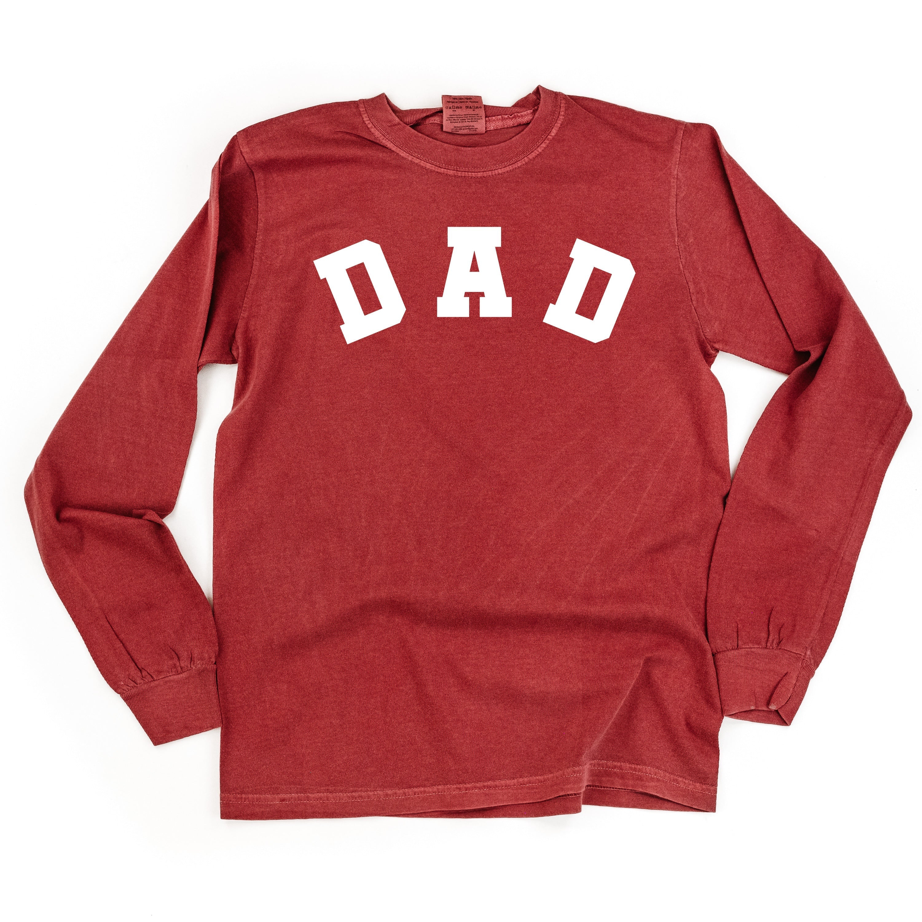 Dad - Arched Varsity - Long Sleeve Comfort Colors Tee