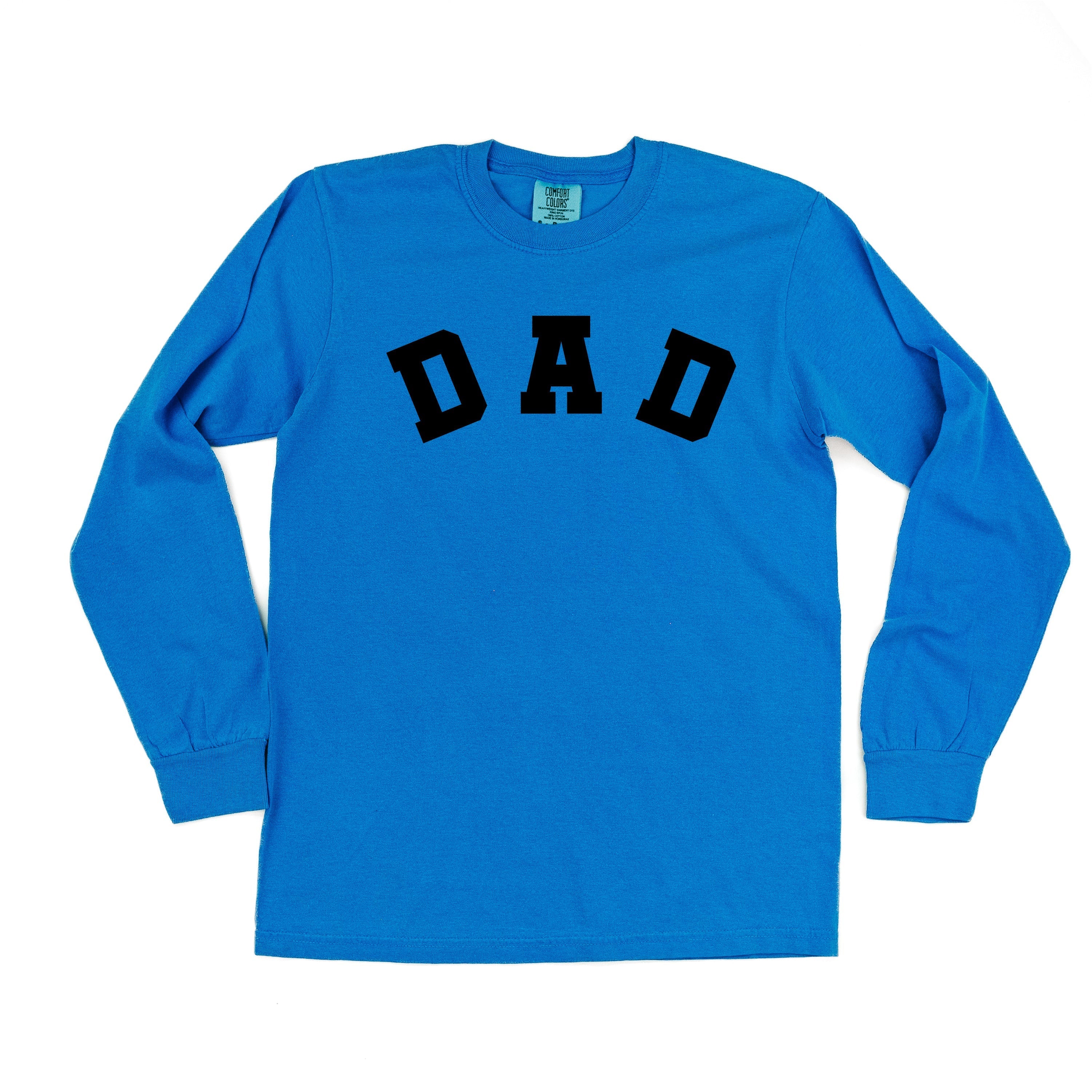 Dad - Arched Varsity - Long Sleeve Comfort Colors Tee
