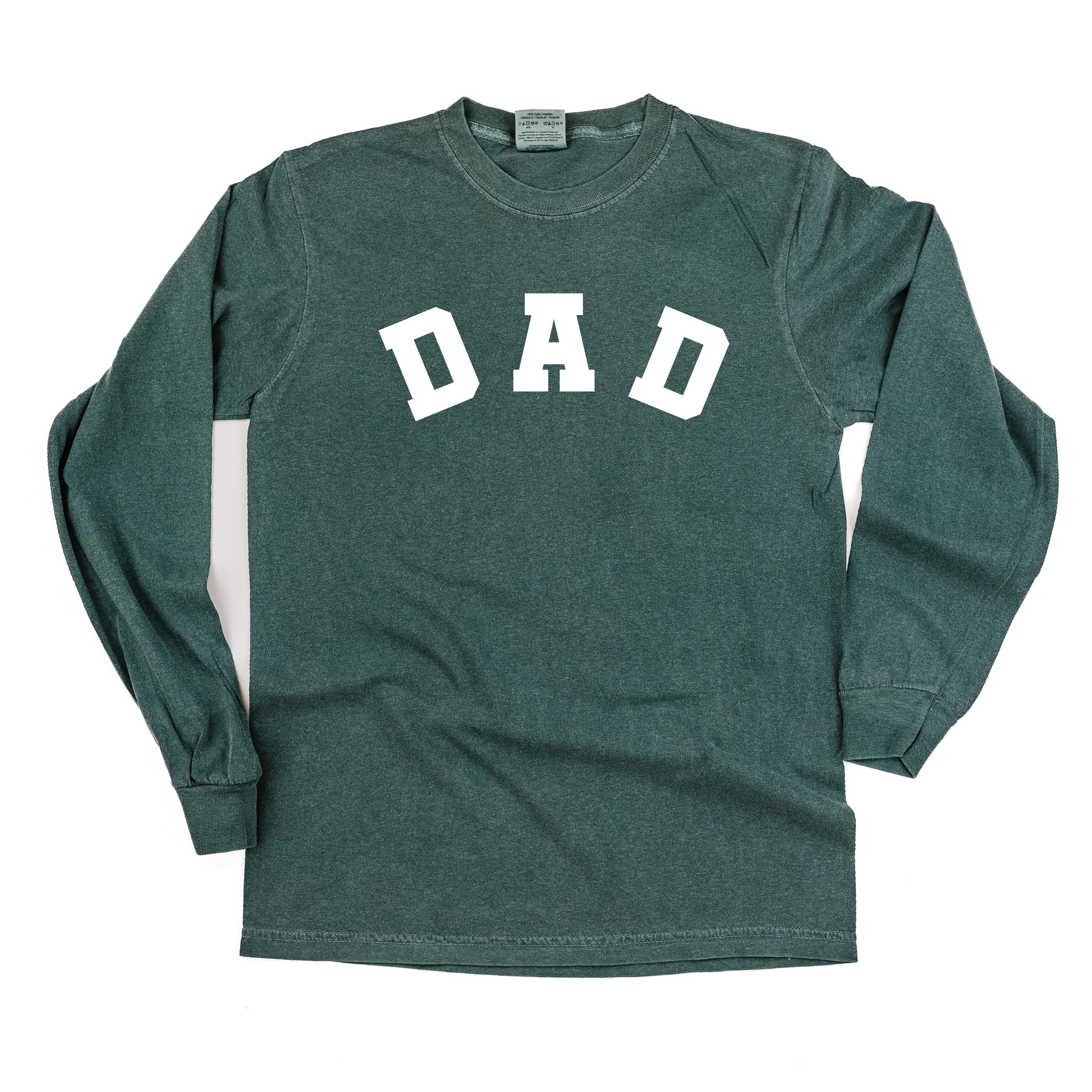 Dad - Arched Varsity - Long Sleeve Comfort Colors Tee